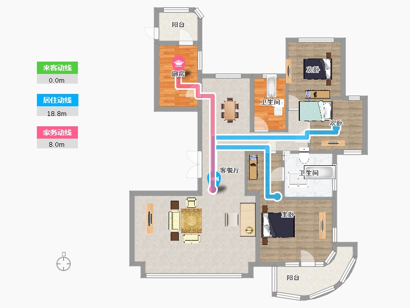 江苏省-南京市-蓝光睿创新筑二期2幢,2幢,5幢C142m²-114.20-户型库-动静线