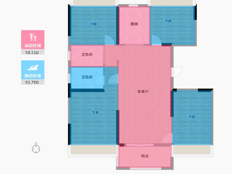 江苏省-南京市-碧桂园汤山源著14幢,1幢,4幢,9幢136m²-108.80-户型库-动静分区