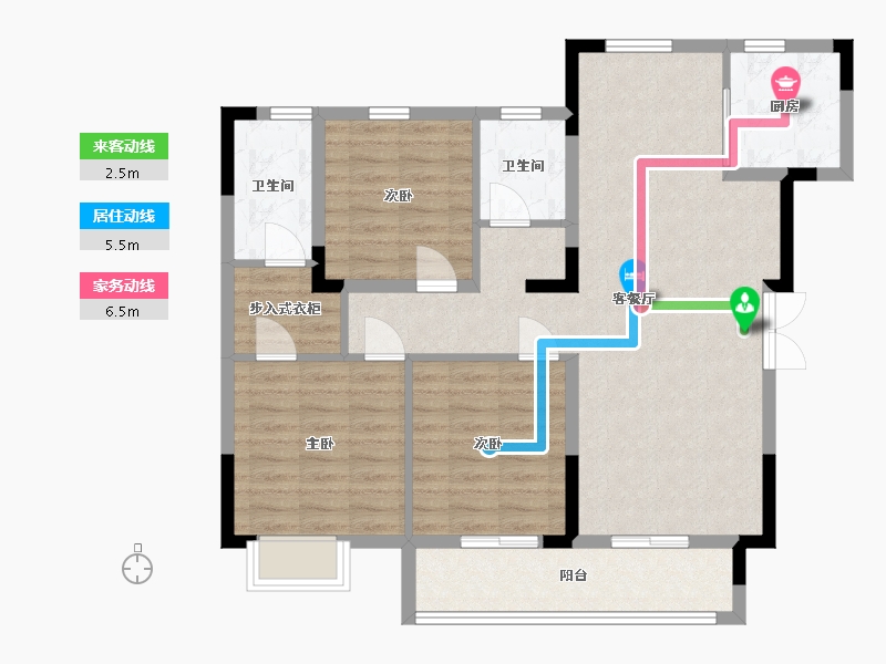 江苏省-南京市-中建烟岚府2幢,3幢,4幢,5幢117㎡-93.01-户型库-动静线