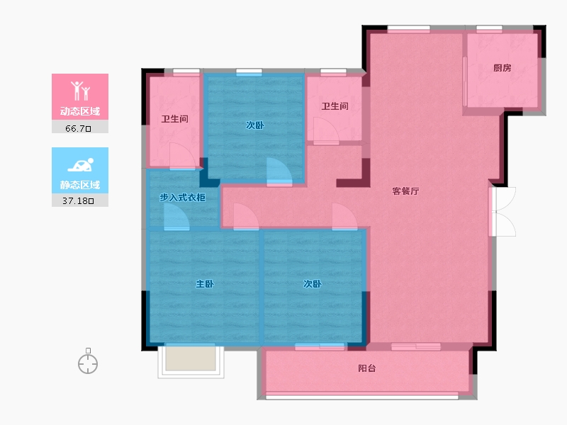 江苏省-南京市-中建烟岚府2幢,3幢,4幢,5幢117㎡-93.01-户型库-动静分区