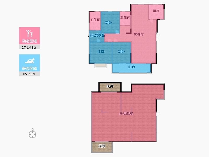 江苏省-南京市-中建烟岚府2幢,3幢,1幢B1户型220m²-350.01-户型库-动静分区