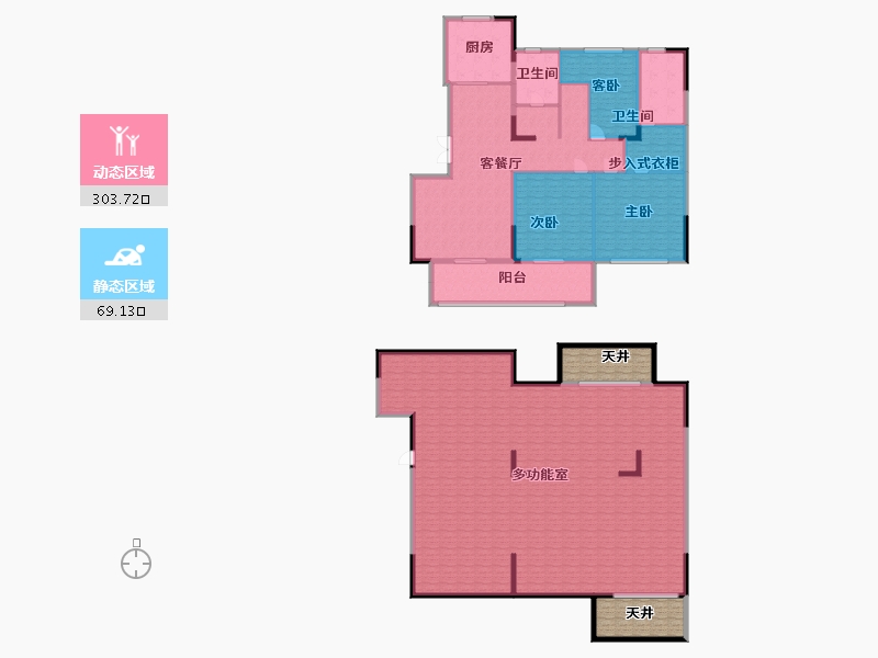 江苏省-南京市-中建烟岚府2幢,3幢,4幢B2210m²-367.98-户型库-动静分区