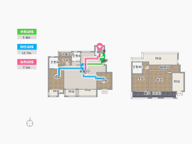 江苏省-南京市-荣盛隽峰雅苑B3户型178m²-178.00-户型库-动静线