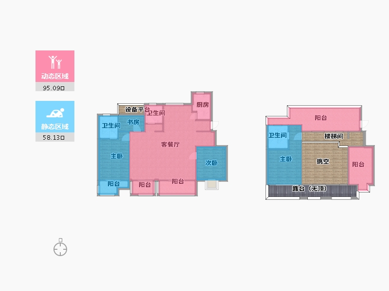 江苏省-南京市-荣盛隽峰雅苑B3户型178m²-178.00-户型库-动静分区