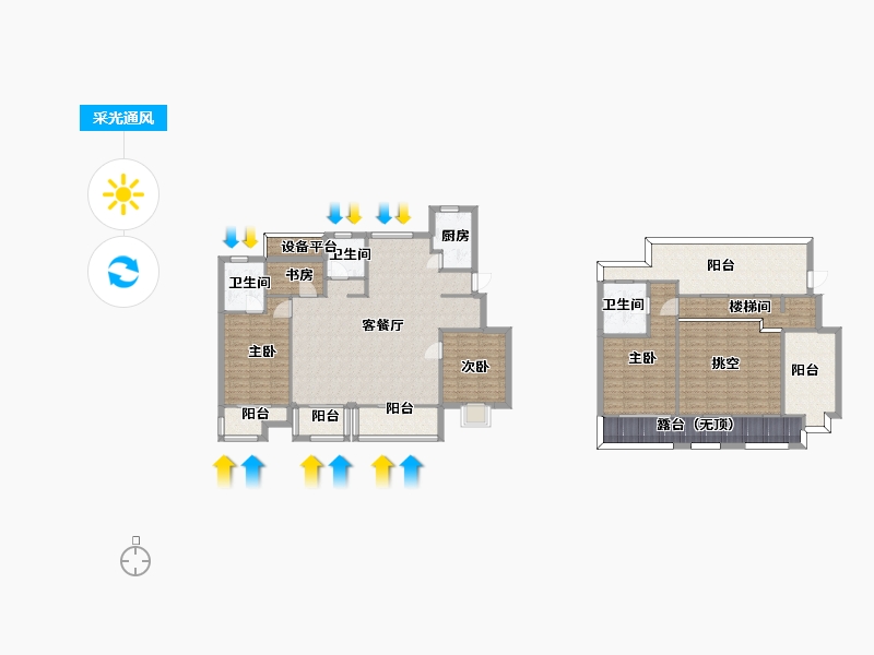 江苏省-南京市-荣盛隽峰雅苑B3户型178m²-178.00-户型库-采光通风