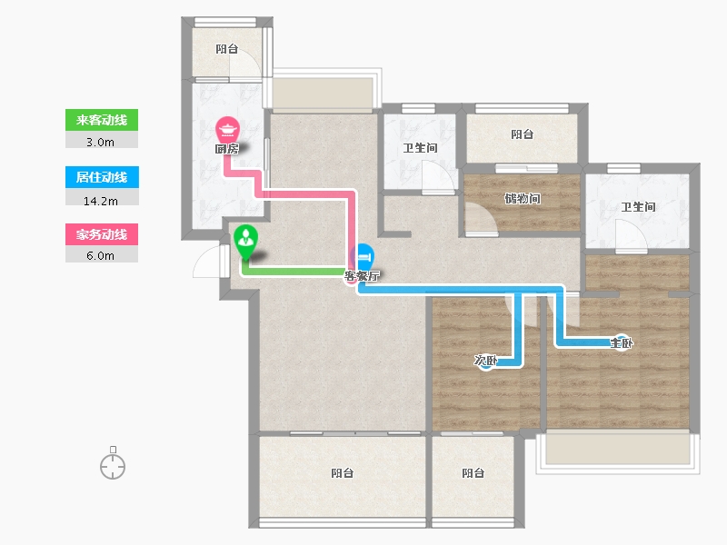 江苏省-苏州市-南山楠20,21,3,1,2幢112㎡-92.87-户型库-动静线