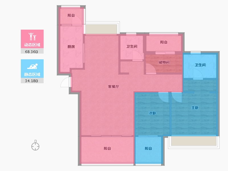 江苏省-苏州市-南山楠20,21,3,1,2幢112㎡-92.87-户型库-动静分区