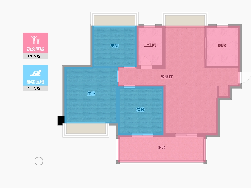 江苏省-苏州市-中交路劲璞玥风华棠玥3,10栋102㎡-81.67-户型库-动静分区