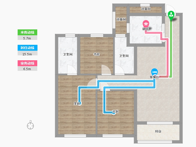 江苏省-苏州市-首开金茂熙悦3,6,15栋C3户型99m²-82.80-户型库-动静线