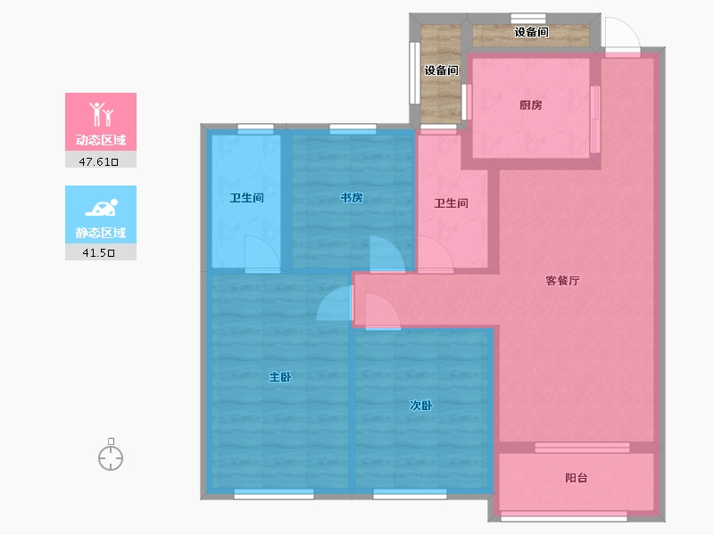 江苏省-苏州市-首开金茂熙悦3,6,15栋C3户型99m²-82.80-户型库-动静分区