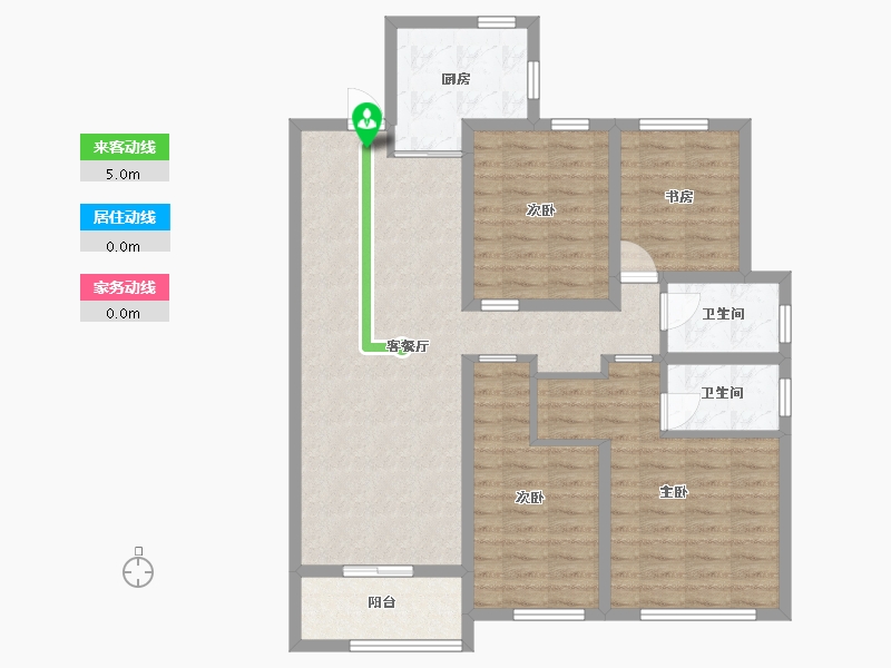 江苏省-苏州市-首开金茂熙6栋D3户型127m²-100.50-户型库-动静线