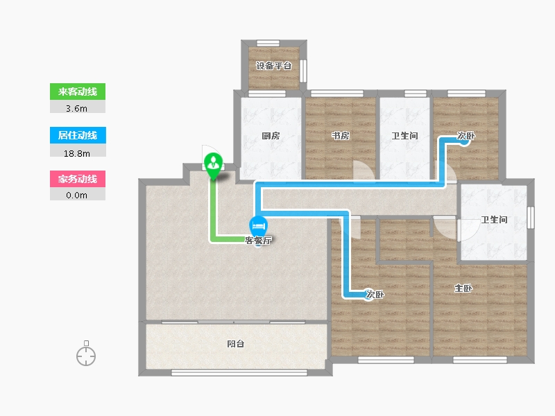 江苏省-苏州市-首开金茂熙悦7,8,11栋D4户型140m²-114.31-户型库-动静线