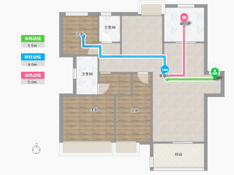 江苏省-苏州市-禹洲嘉誉山25号楼,24号楼125㎡-100.03-户型库-动静线