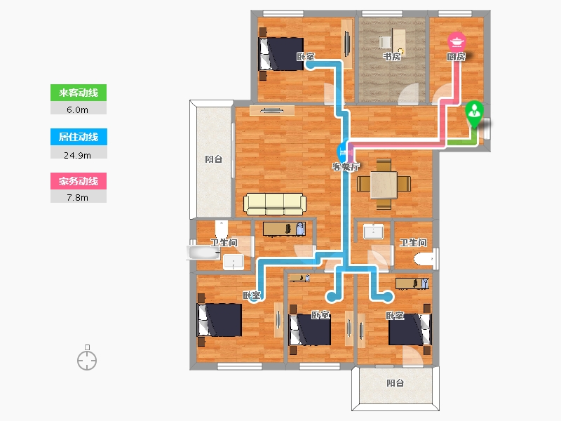 江苏省-南京市-金象朗诗红树林10幢143m²-114.24-户型库-动静线