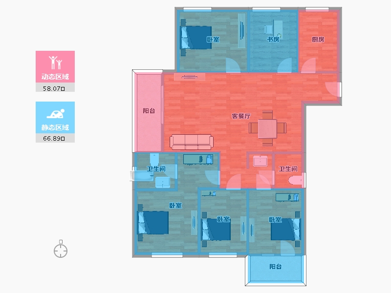 江苏省-南京市-金象朗诗红树林10幢143m²-114.24-户型库-动静分区