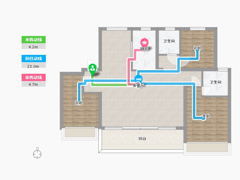 江苏省-苏州市-前山澜庭A户型125m²-100.00-户型库-动静线