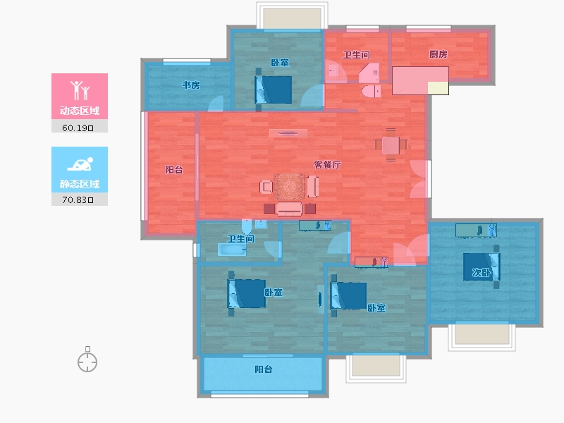 江苏省-南京市-三金鑫宁府1幢C1户型150m²-120.00-户型库-动静分区