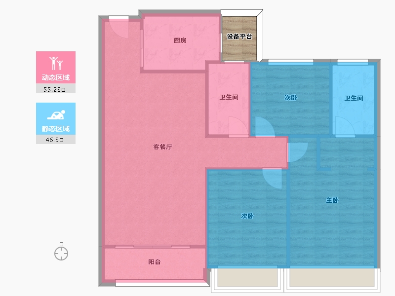 江苏省-苏州市-大华春和景明高层115㎡-95.83-户型库-动静分区