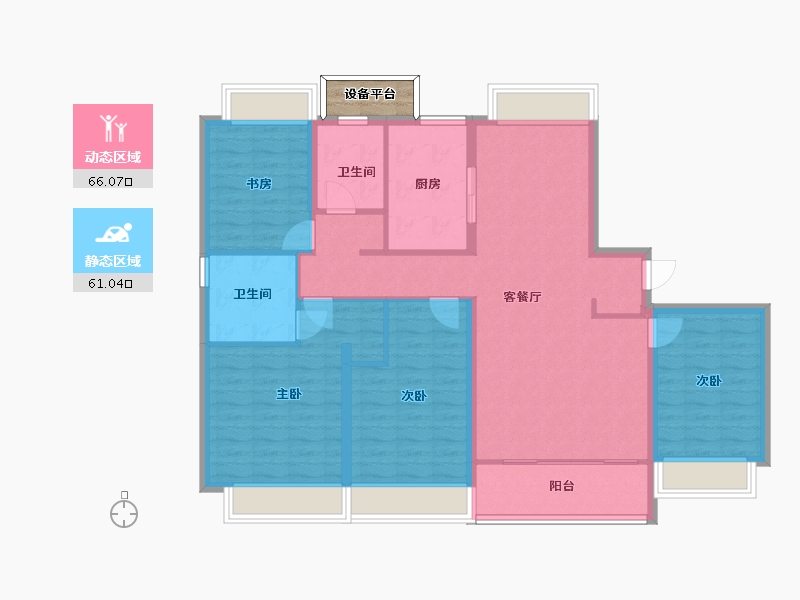 江苏省-苏州市-大华春和景明B1户型142m²-116.93-户型库-动静分区