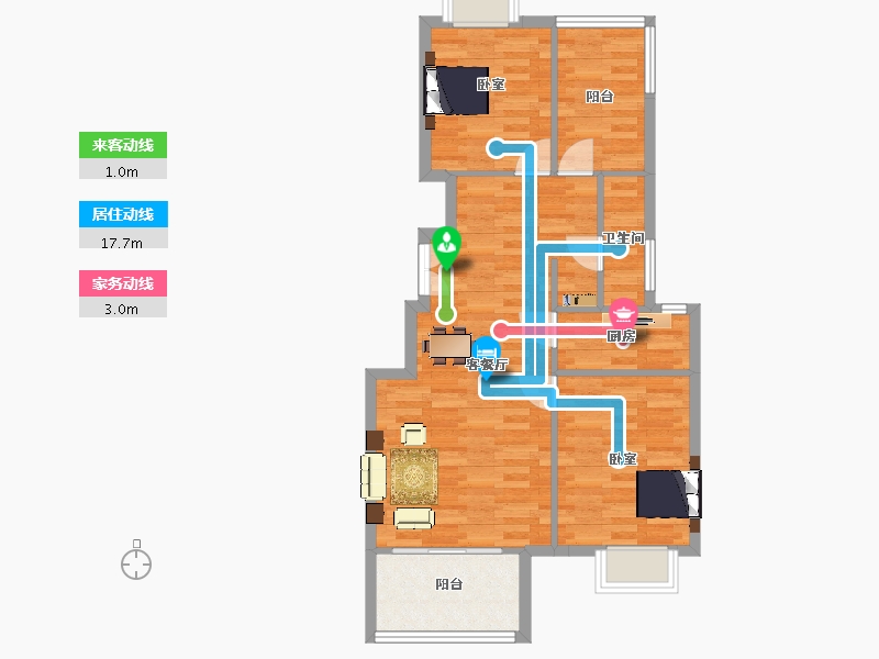 江苏省-南京市-通宇林景尊园01幢,03幢,04幢89m²-71.00-户型库-动静线