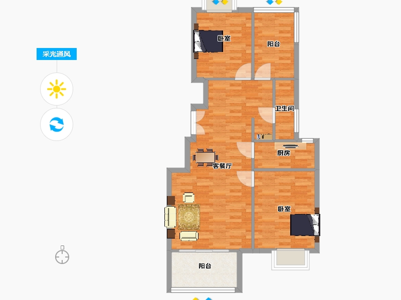 江苏省-南京市-通宇林景尊园01幢,03幢,04幢89m²-71.00-户型库-采光通风