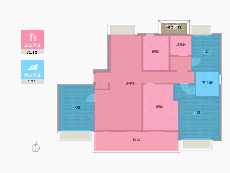 江苏省-苏州市-大华春和景明B2142m²-116.61-户型库-动静分区