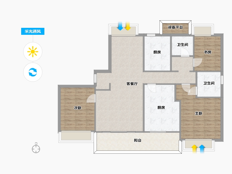 江苏省-苏州市-大华春和景明B2142m²-116.61-户型库-采光通风