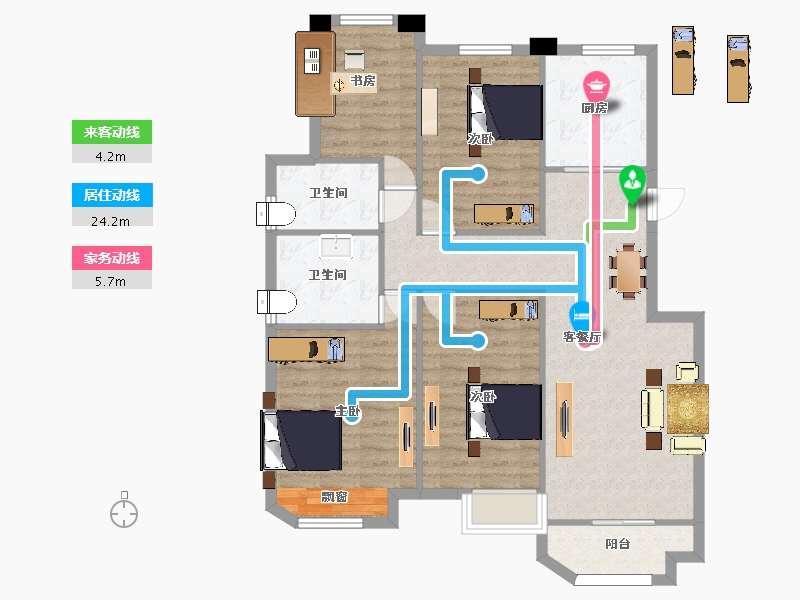 江苏省-南京市-明发香山郡14幢,20幢,23幢125m²-99.89-户型库-动静线