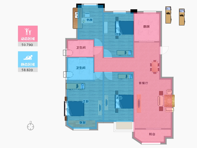 江苏省-南京市-明发香山郡14幢,20幢,23幢125m²-99.89-户型库-动静分区