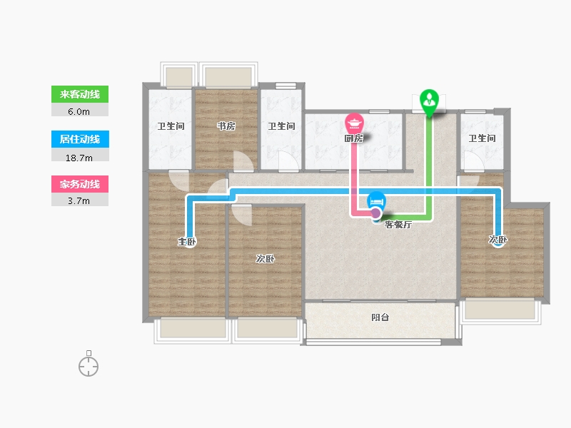 江苏省-苏州市-大华春和景明2洋房160㎡-128.00-户型库-动静线