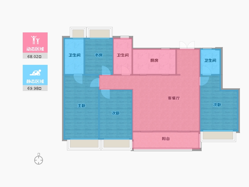 江苏省-苏州市-大华春和景明2洋房160㎡-128.00-户型库-动静分区