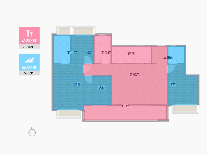 江苏省-苏州市-大华春和景明洋房160㎡-128.00-户型库-动静分区