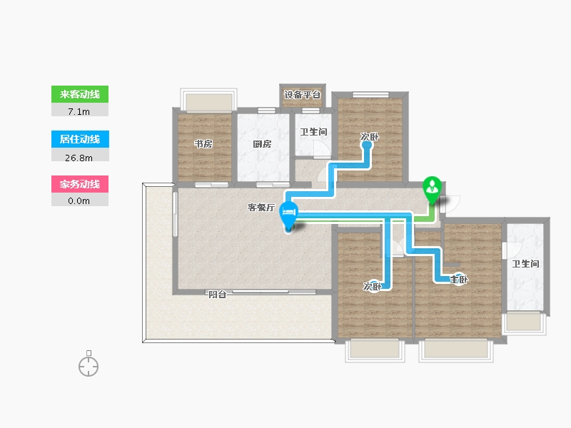 江苏省-苏州市-大华春和景明A2建面168m²-136.01-户型库-动静线