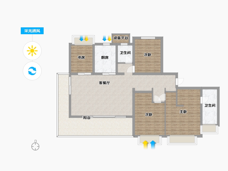 江苏省-苏州市-大华春和景明A2建面168m²-136.01-户型库-采光通风