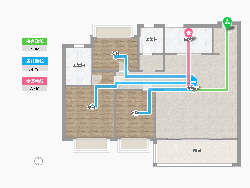 江苏省-苏州市-大华春和景明高层135㎡-108.00-户型库-动静线