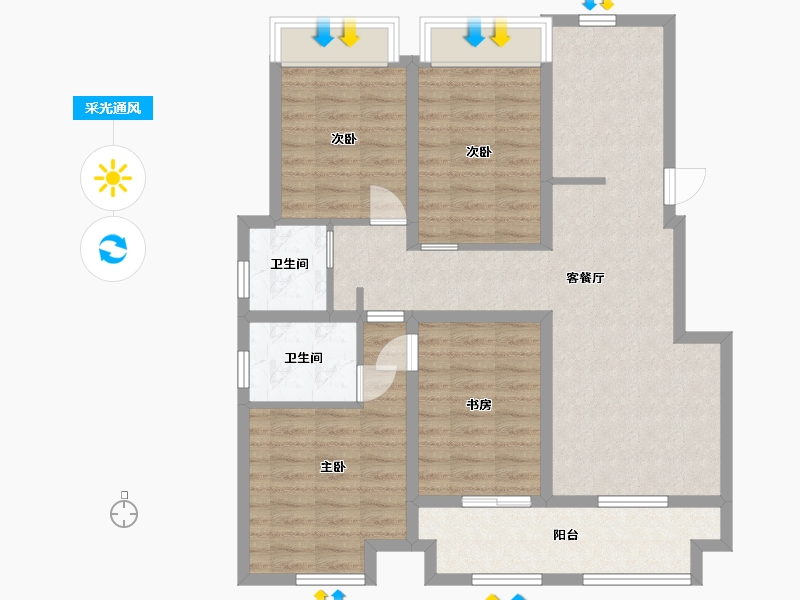 江苏省-苏州市-弘阳上煕名苑1,11栋120㎡户型-95.68-户型库-采光通风