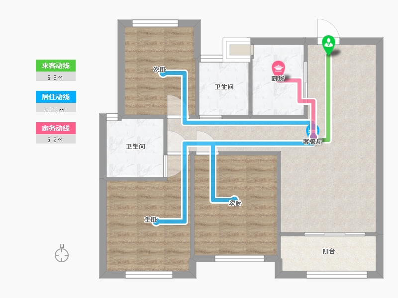 江苏省-苏州市-弘阳上煕名苑1,2,9,10栋88㎡户型-70.11-户型库-动静线