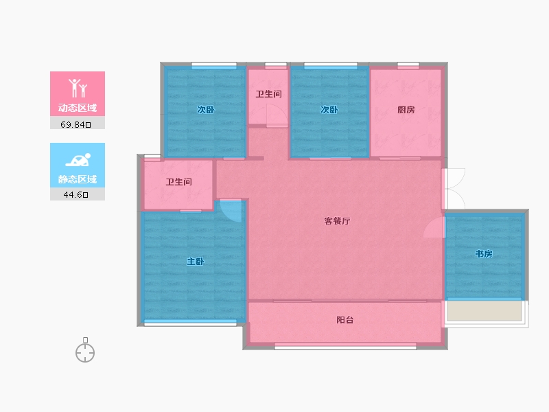 江苏省-苏州市-龙湖中锐景粼天著花园洋房B1户型133m²-105.87-户型库-动静分区