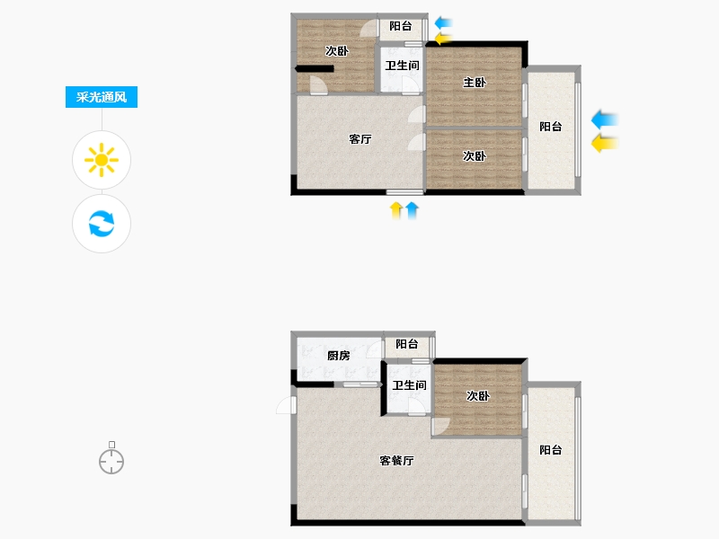 江苏省-南京市-21世纪太阳城银座70幢C2户型206m²-165.00-户型库-采光通风