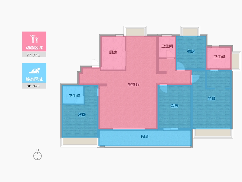 江苏省-苏州市-运河铂湾澜庭C户型184m²-147.67-户型库-动静分区