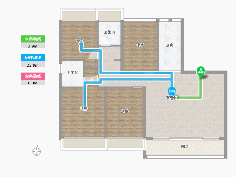 江苏省-苏州市-九龙仓邂湾澜庭143m²-114.35-户型库-动静线