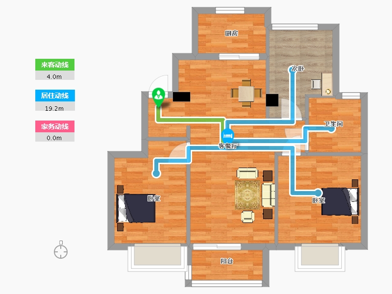 江苏省-南京市-中骏合景柏景湾1号楼,2号楼A户型85m²-67.98-户型库-动静线