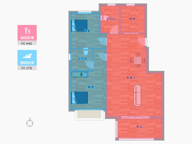 江苏省-南京市-汤山温泉康养小镇颐乐苑02幢C户型99m²-79.00-户型库-动静分区