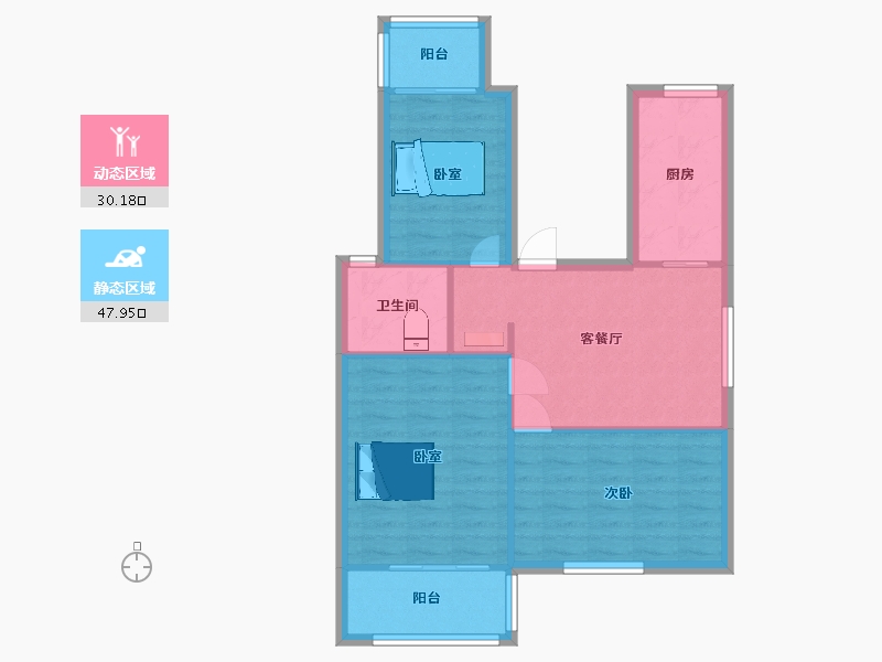 江苏省-南京市-淳东花园87m²-70.41-户型库-动静分区