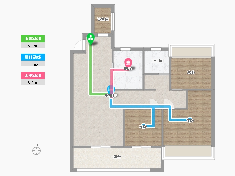 江苏省-苏州市-熙境云庭A2悦境106m²-87.00-户型库-动静线