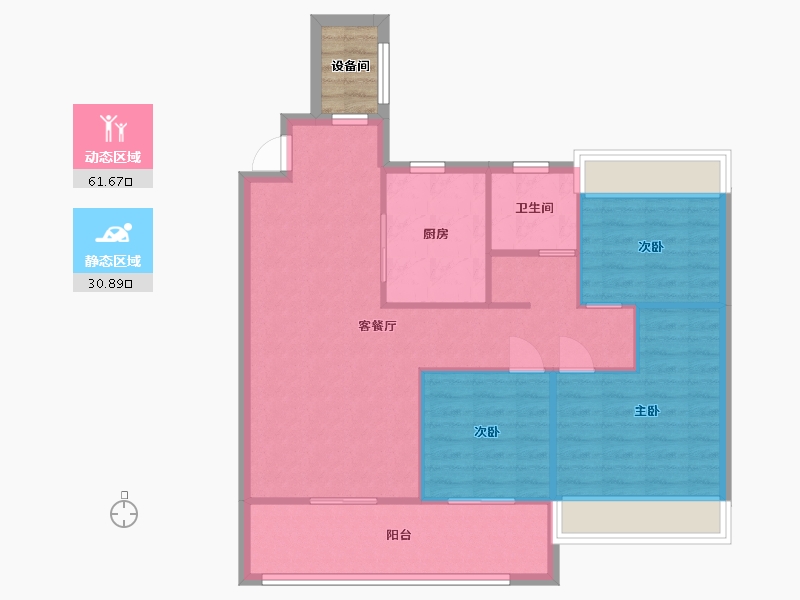 江苏省-苏州市-熙境云庭A2悦境106m²-87.00-户型库-动静分区