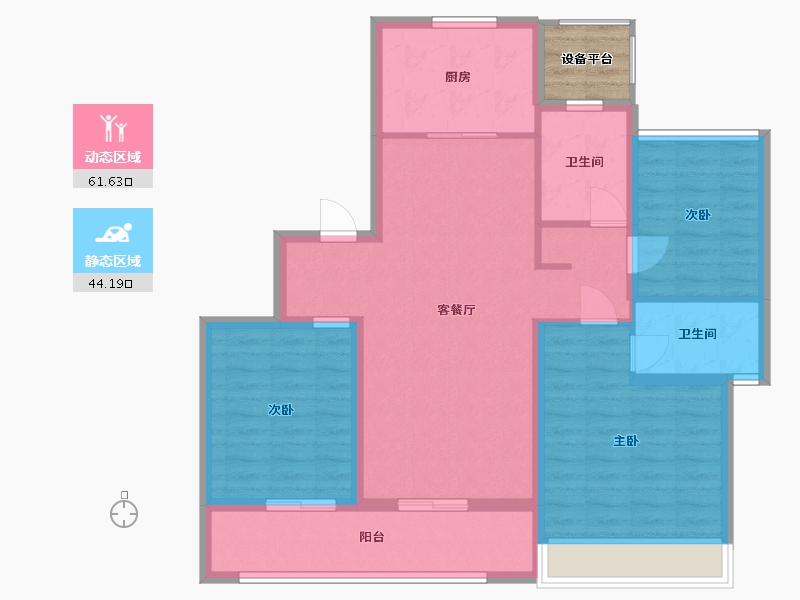 江苏省-苏州市-熙境云庭B2雅境119m²-97.69-户型库-动静分区