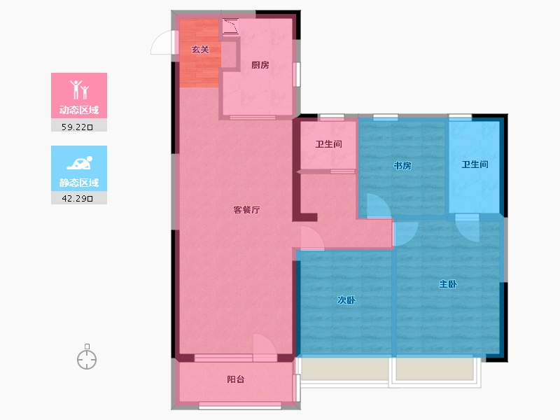 山东省-济南市-魅力之城-90.88-户型库-动静分区