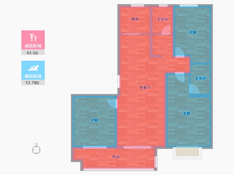 山东省-临沂市-清河园-104.99-户型库-动静分区