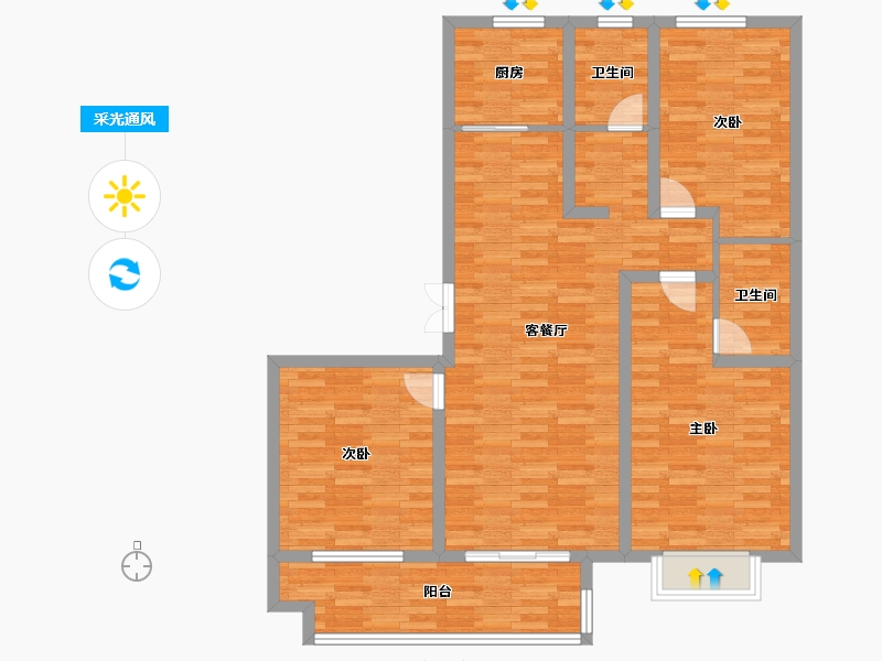 山东省-临沂市-清河园-104.99-户型库-采光通风